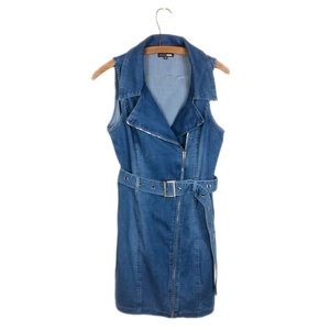 Fashion Nova Denim Zip up Belted Dress